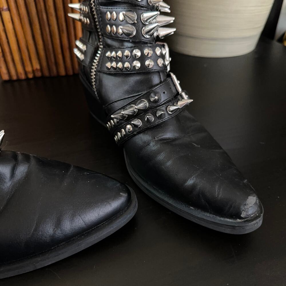CURRENT MOOD x DOLLS KILL Rocked All Over Studded Boots Black Silver Sz 7 - Picture 7 of 9